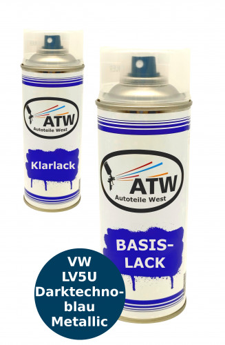 Autolack für VW LV5U Darktechnoblau Metallic+400ml Klarlack Set